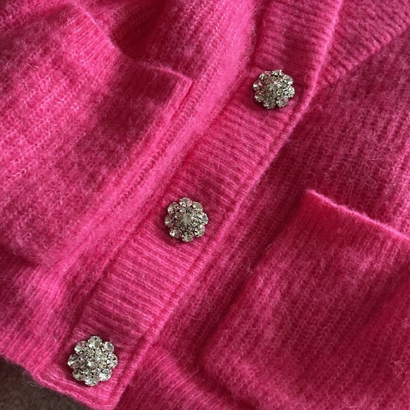 Ganni Pink Wool cardigan w/ crystal buttons (s) - Picture 5 of 5